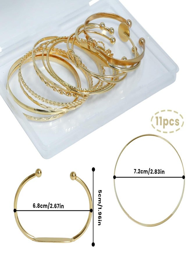 Gallipower 11Pcs Gold Bangle Bracelets for Women,Adjustable Bangle Bracelet,Multi Layer Open Stackable Cuff Bracelet Set,Fashion Accessories Jewelry Gifts for Women - Image 2